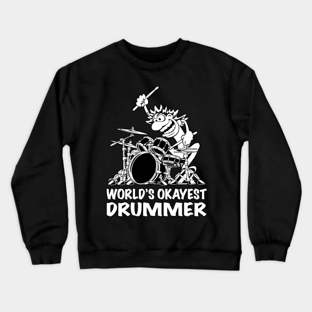 World's Okayest Drummer Cartoon Crewneck Sweatshirt by hobrath